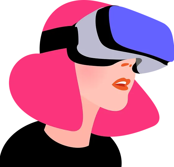 A woman wearing a VR headset.